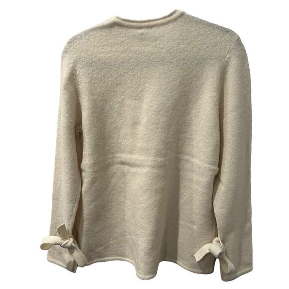 J. McLaughlin Marais Wool & Alpaca Blend Crew Neck Cream Sweater Size L NWT - Picture 2 of 7